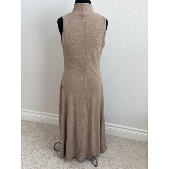 OGL Women’s Mockneck Midi Tank Brami Dress Heather Taupe XL Ribbed Stretch Soft - Picture 6 of 13